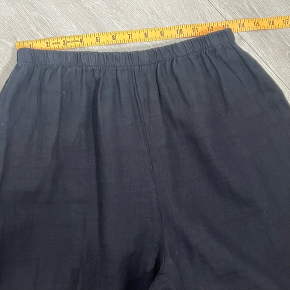 Bryan Walker Wide Leg Black Linen High Rise Crop Ankle Pant Pull On Elastic M - Picture 7 of 11